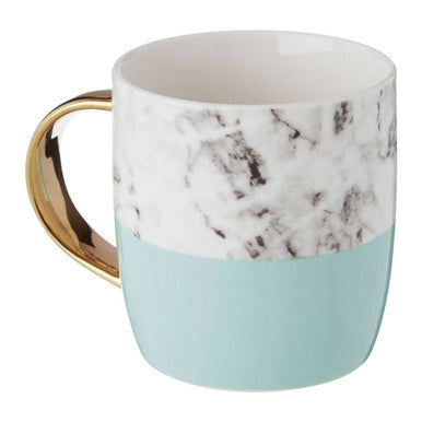 Marble Effect and Pastel Green Monogram Mug E