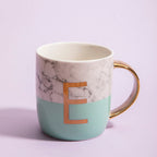 Marble Effect and Pastel Green Monogram Mug E