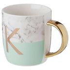 Marble Effect and Pastel Green Monogram Mug K