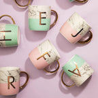 Marble Effect and Pastel Green Monogram Mug K
