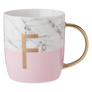 Marble Effect and Pink Monogram Mug F