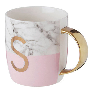 Pastel Pink S Letter Monogram Mug
