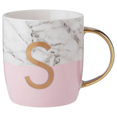 Pastel Pink S Letter Monogram Mug