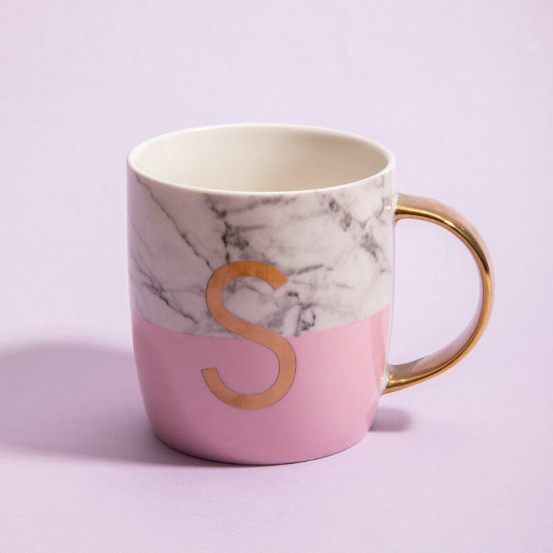 Pastel Pink S Letter Monogram Mug