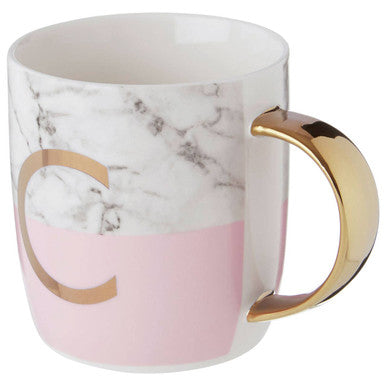 Marble Effect and Pink Monogram Mug C