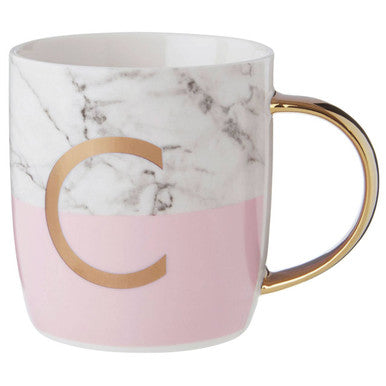Marble Effect and Pink Monogram Mug C