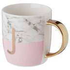 Marble Effect and Pink Monogram Mug J