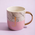 Marble Effect and Pink Monogram Mug J