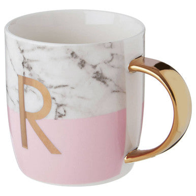 Marble Effect and Pink Monogram Mug R