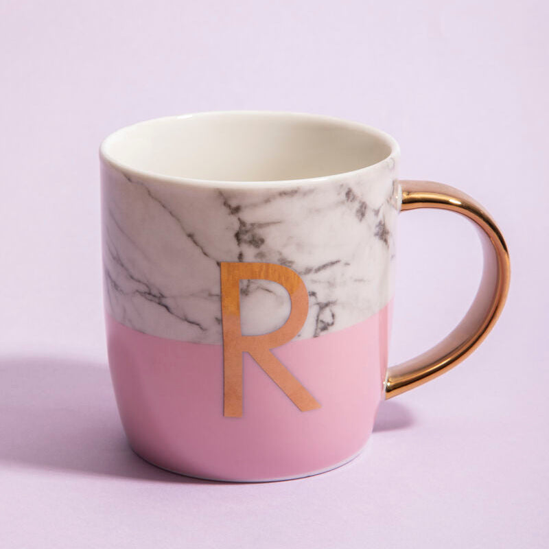 Marble Effect and Pink Monogram Mug R