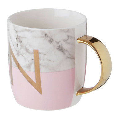 Marble Effect and Pink Monogram Mug N
