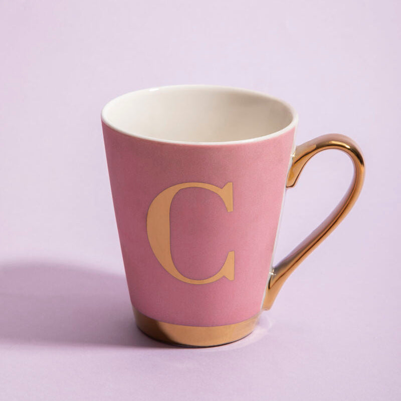 Frosted Pink Monogram Mug C