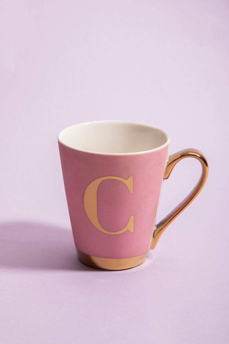 Frosted Pink Monogram Mug C