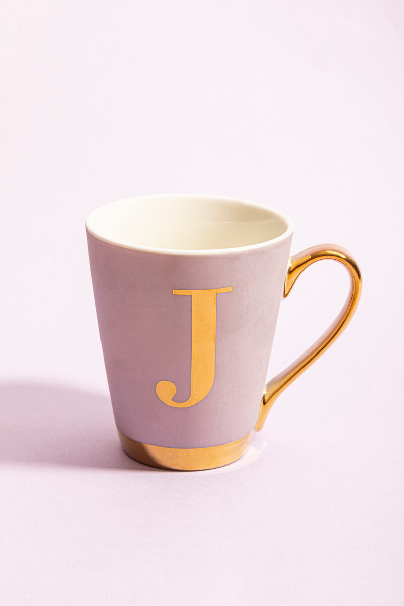 Lilac Monogram Mug J