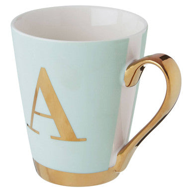 Green A Letter Monogram Mug