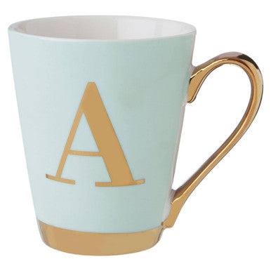 Green A Letter Monogram Mug