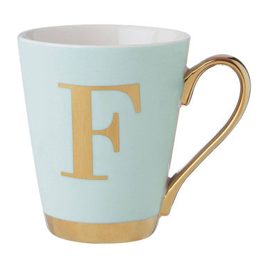 Green F Letter Monogram Mug