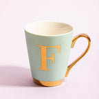 Green F Letter Monogram Mug