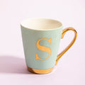 Green S Letter Monogram Mug
