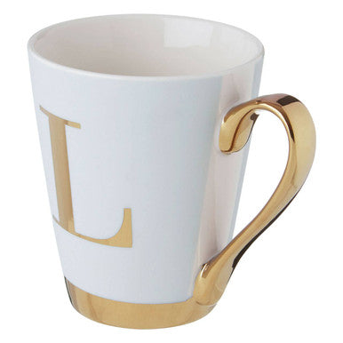 Green L Letter Monogram Mug