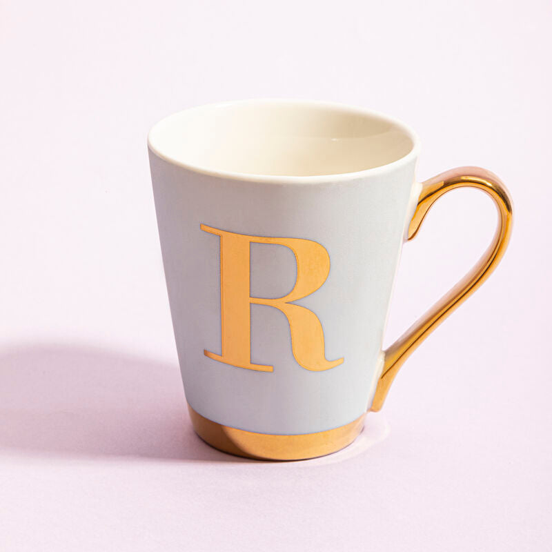 Green R Letter Monogram Mug