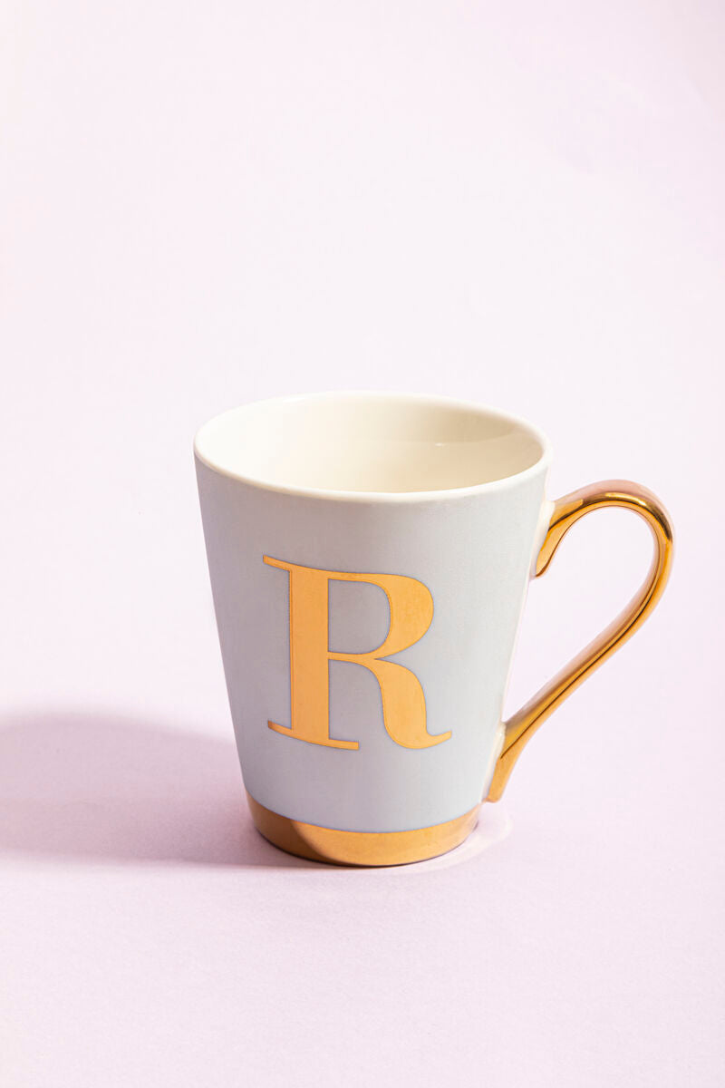 Green R Letter Monogram Mug