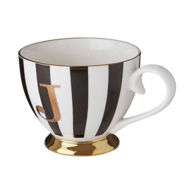 Black and White Monogram Mug J