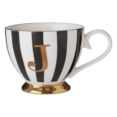 Black and White Monogram Mug J