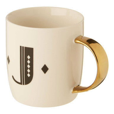 White Monogram Mug J
