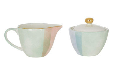 Assorted Pastel Sugar Pot and Creamer