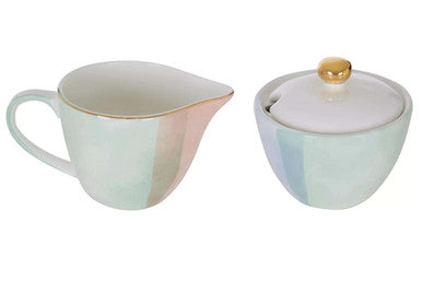 Assorted Pastel Sugar Pot and Creamer
