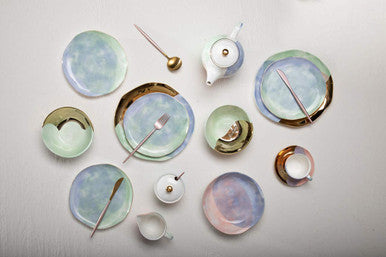 Assorted Pastel Sugar Pot and Creamer