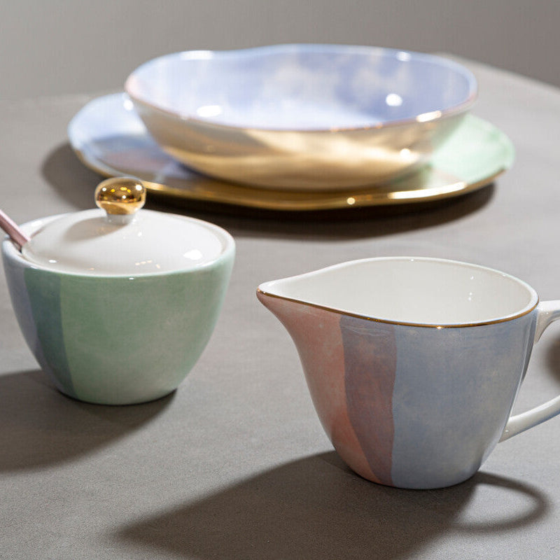 Assorted Pastel Sugar Pot and Creamer