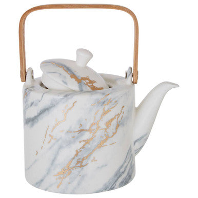 White Marble Effect Teapot
