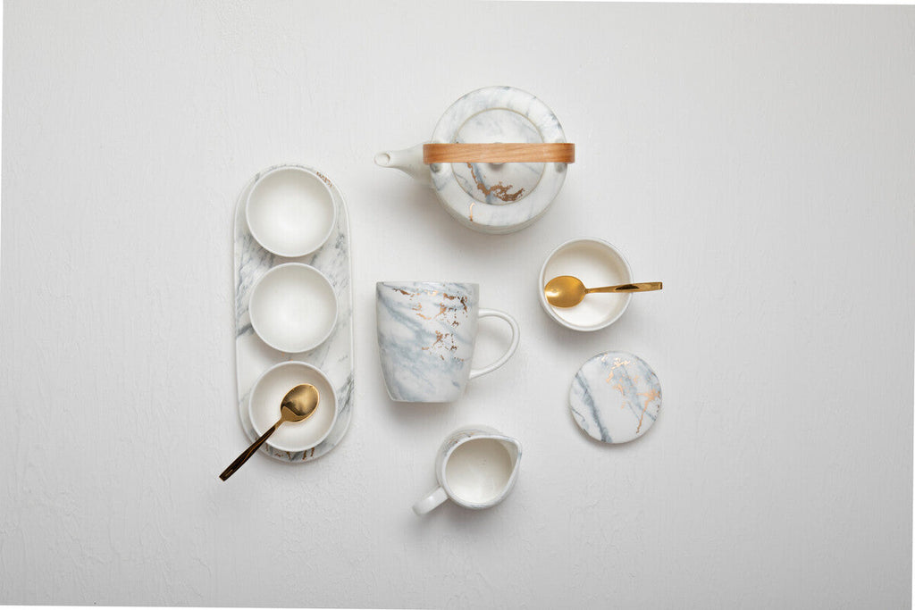 White Marble Effect Teapot