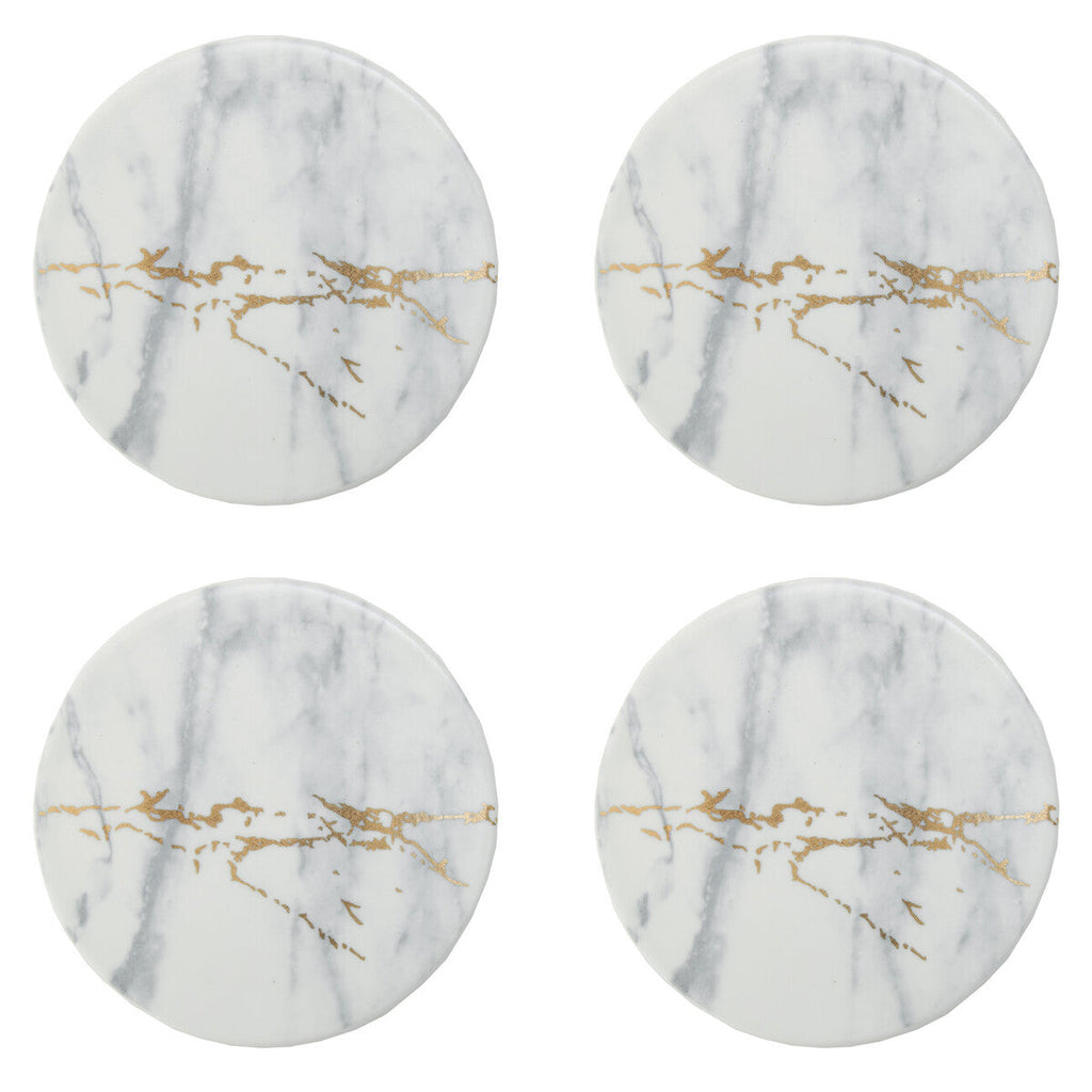 Set of 4 Matte Coasters with Gold Detail