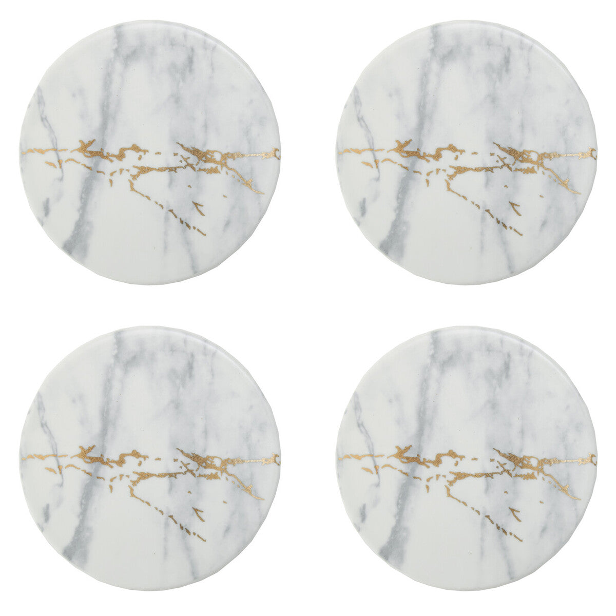 Set of 4 Matte Coasters with Gold Detail