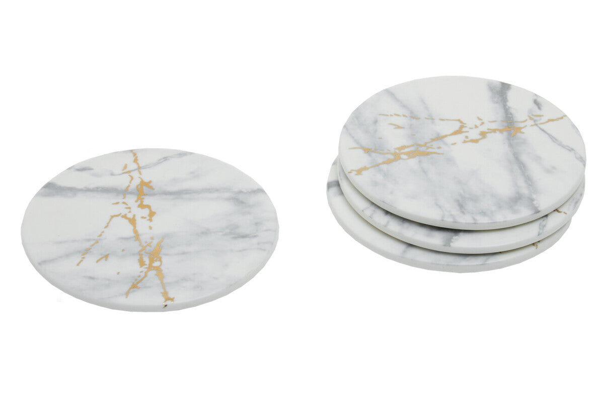 Set of 4 Matte Coasters with Gold Detail