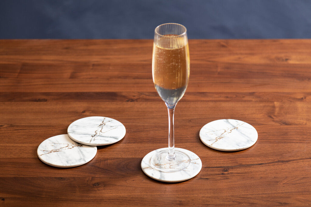 Set of 4 Matte Coasters with Gold Detail