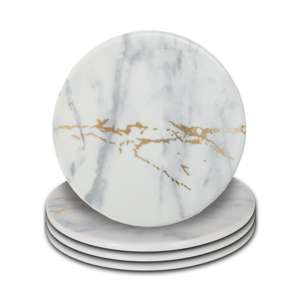 Set of 4 Matte Coasters with Gold Detail