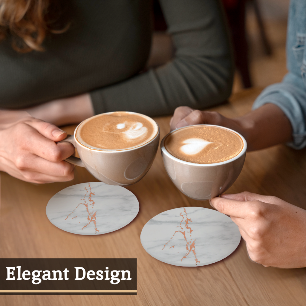 Set of 4 Matte Coasters with Gold Detail
