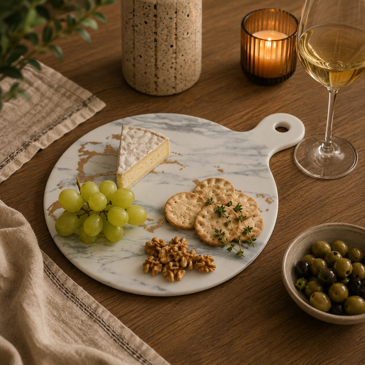 Marble Effect Cheese Paddle with Gold Detail