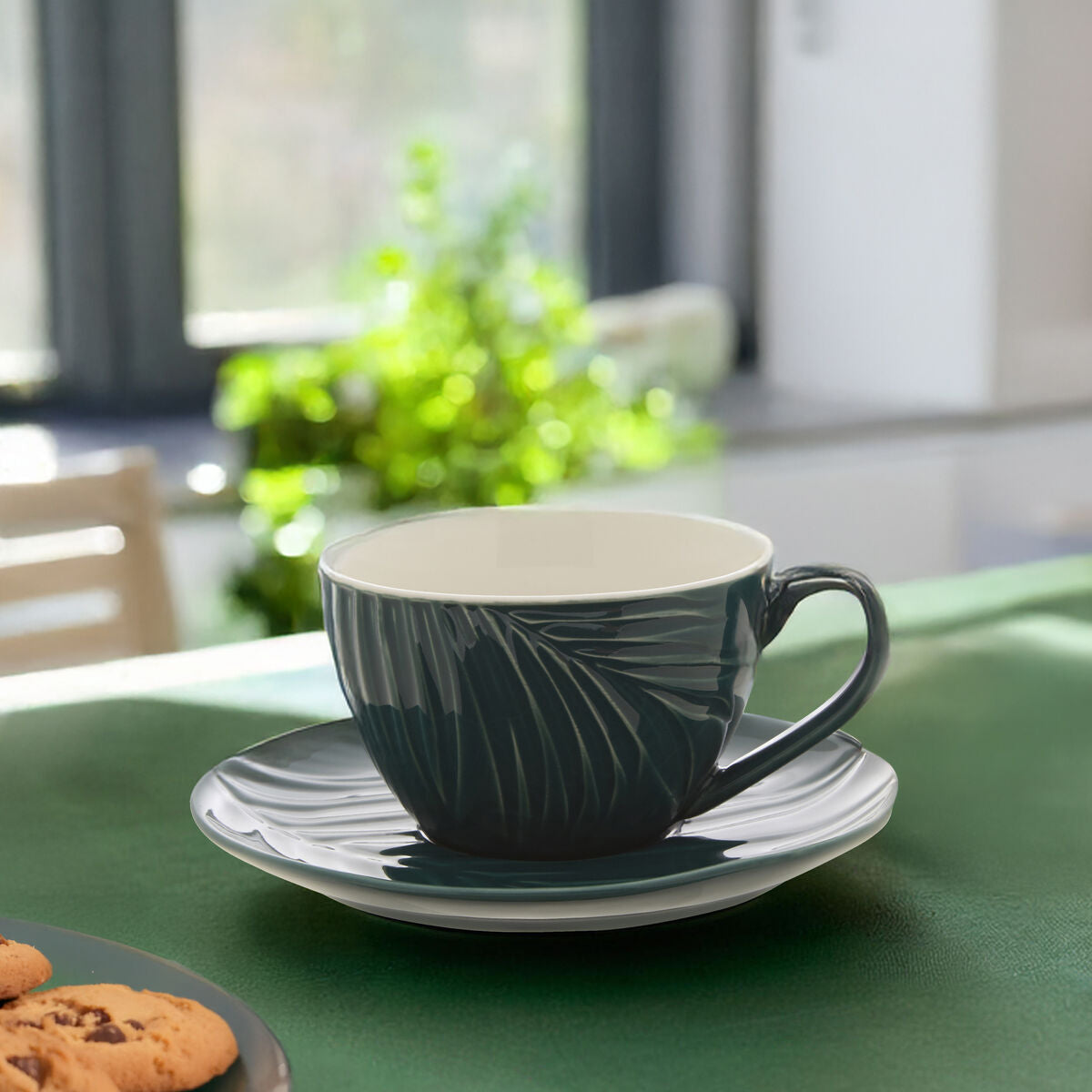 Dark Green Espresso Cup and Saucer