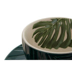 Dark Green Cup and Saucer with Leaf Design