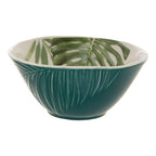 Dark Green Small Salad Bowl with Leaf Design