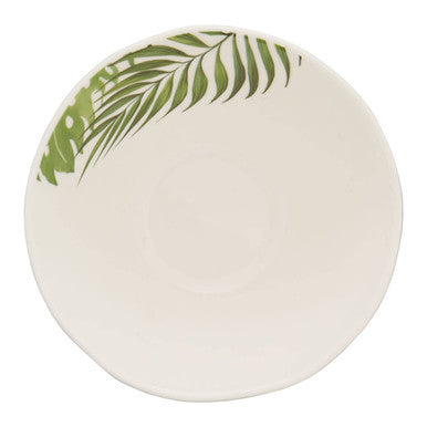 Dark Green Medium Salad Bowl with Leaf Design