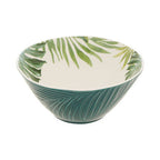 Dark Green Large Salad Bowl with Leaf Design