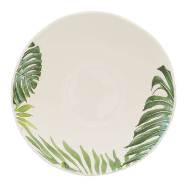 Dark Green Large Salad Bowl with Leaf Design