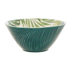 Dark Green Large Salad Bowl with Leaf Design