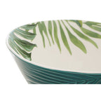 Dark Green Large Salad Bowl with Leaf Design